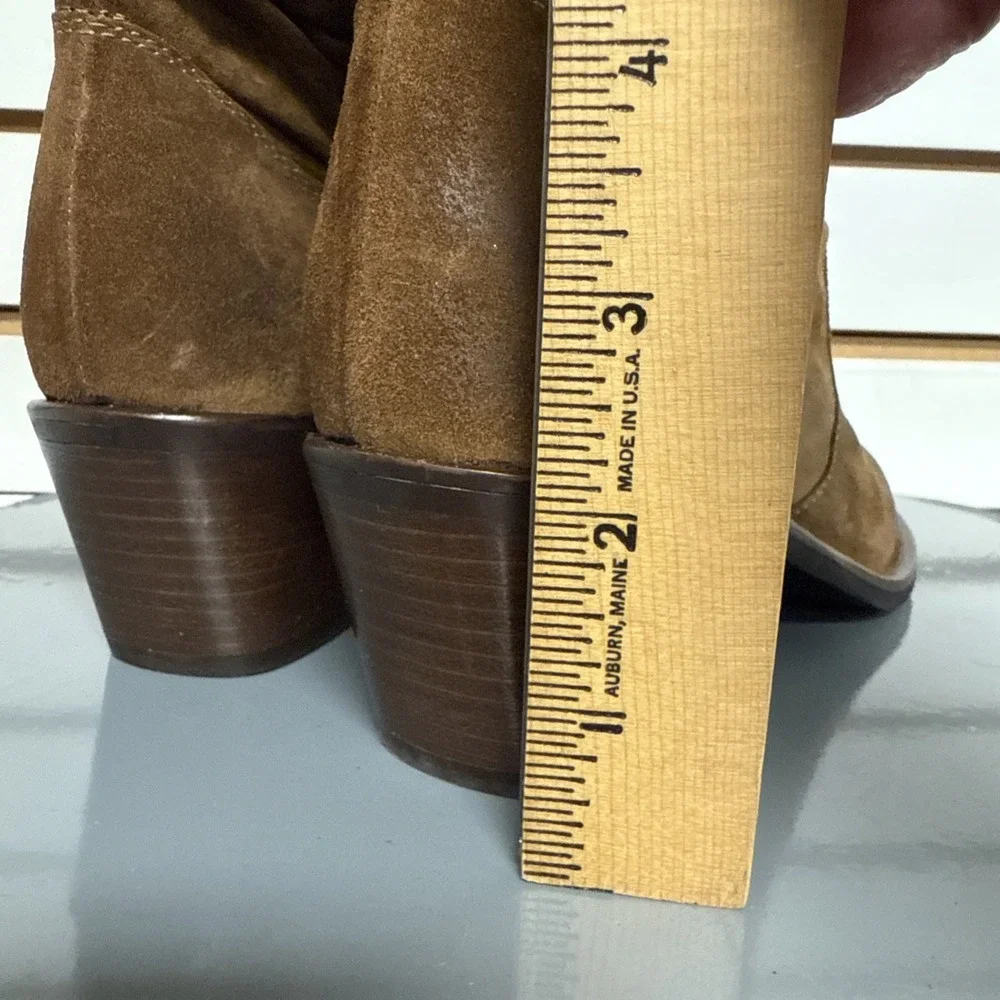 Donna Carolina Boot Slouch Nubuck Suede Leather‎ Cowgirl Western Side Zip 36.5